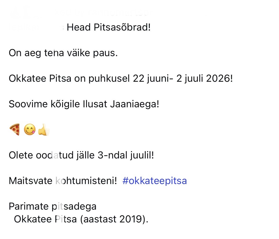 Okkatee Pitsa news